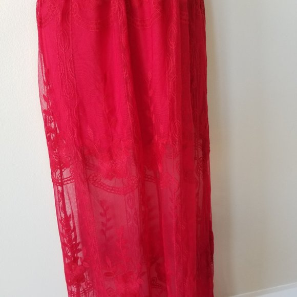 New Haute Monde Red Lace Floral Print Dress Size L - Picture 2 of 8